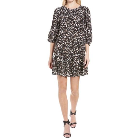 Rebecca Minkoff felicity leopard print shift dress‎ sz small long sleeve - Picture 1 of 8